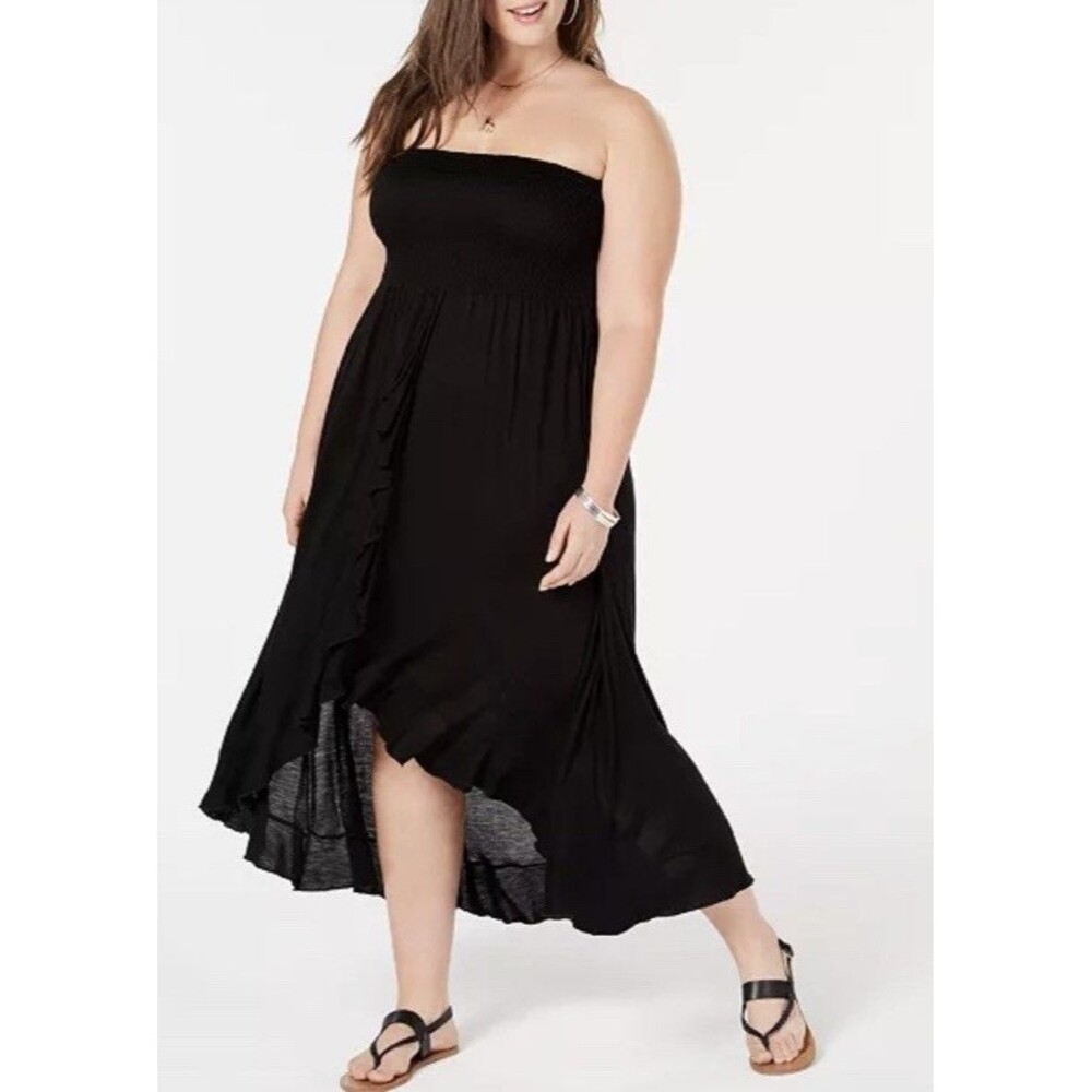 Raviya Plus Size Tube Dress Black Cover-up MIDI Length Size 1X NWT $44